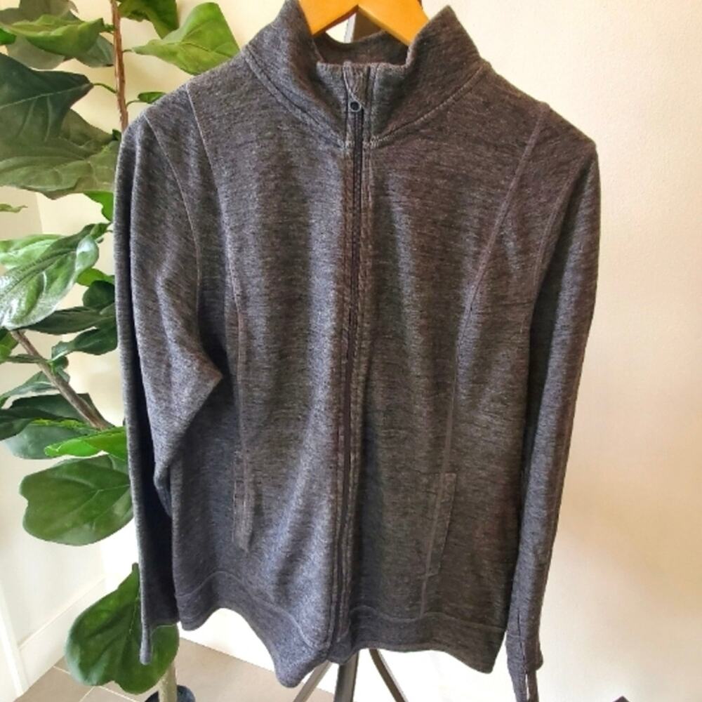 Lane Bryant Fleece Sweatshirt Jacket Dark Heather Gray Zip Up Pockets Size 14/16